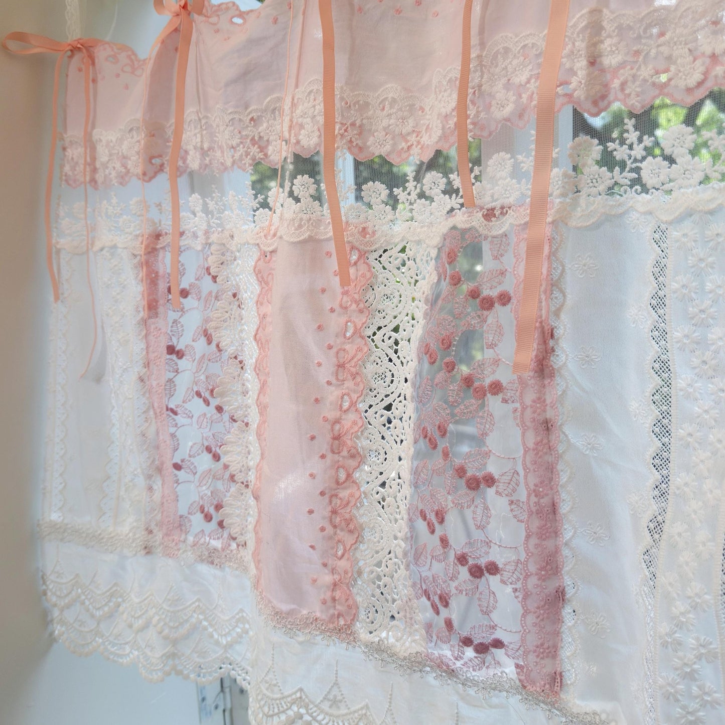 Mediterranean Chic Shabby Vintage Lace Fringed Curtain Valance - UDreamHome