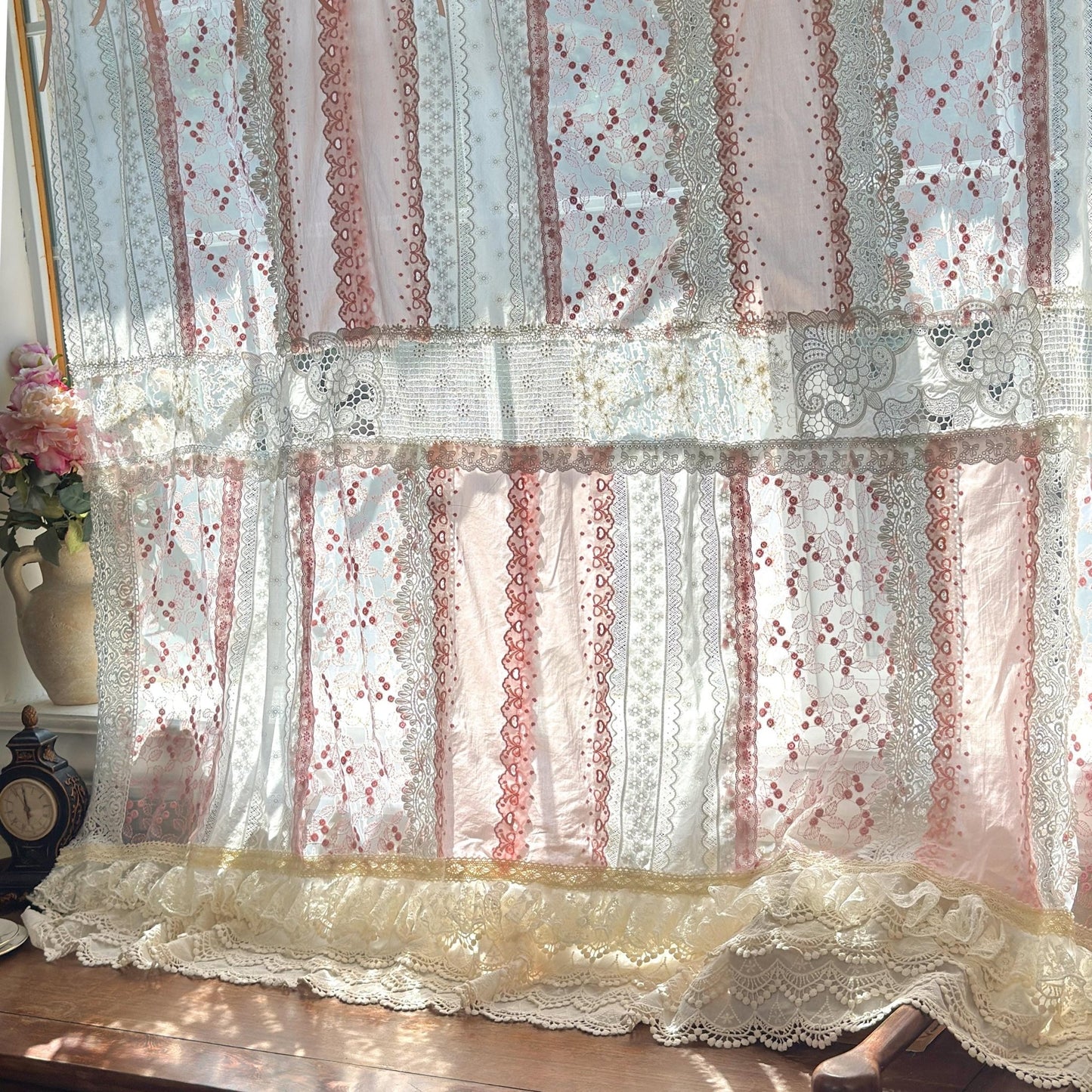 Mediterranean Chic Shabby Vintage Lace Fringed Curtain Valance - UDreamHome
