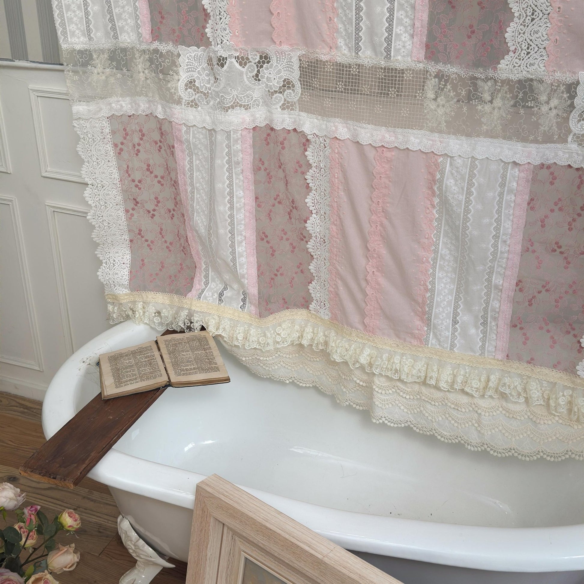 Mediterranean Chic Shabby Vintage Lace Fringed Curtain Valance - UDreamHome