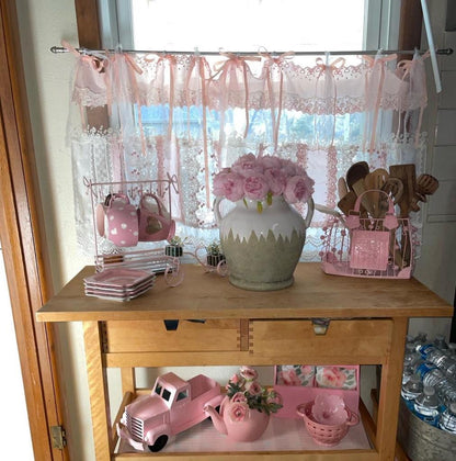 Mediterranean Chic Shabby Vintage Lace Fringed Curtain Valance - UDreamHome