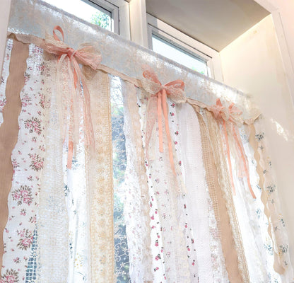 Mediterranean Pink Rosette Lace Curtain - UDreamHome