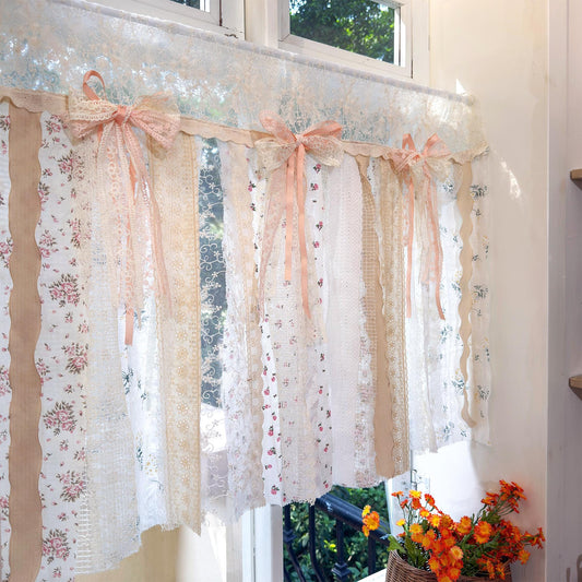 Mediterranean Pink Rosette Lace Curtain - UDreamHome