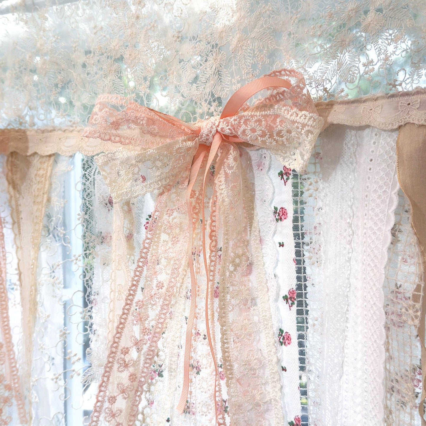 Mediterranean Pink Rosette Lace Curtain - UDreamHome