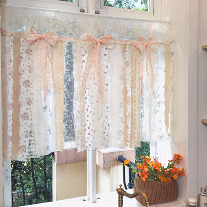 Mediterranean Pink Rosette Lace Curtain - UDreamHome