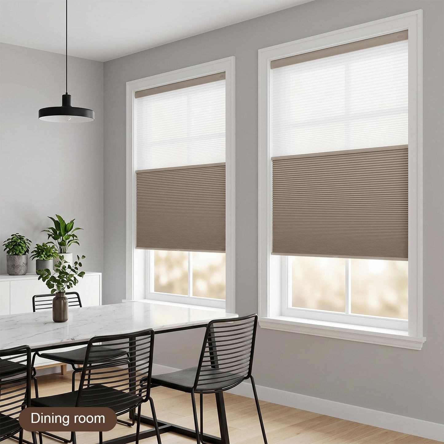 Custom Motorized Day Night Cellular Shades – Smart Double Honeycomb Blinds with Remote Control