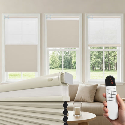 Custom Motorized Day Night Cellular Shades – Smart Double Honeycomb Blinds with Remote Control