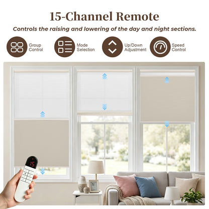 Custom Motorized Day Night Cellular Shades – Smart Double Honeycomb Blinds with Remote Control