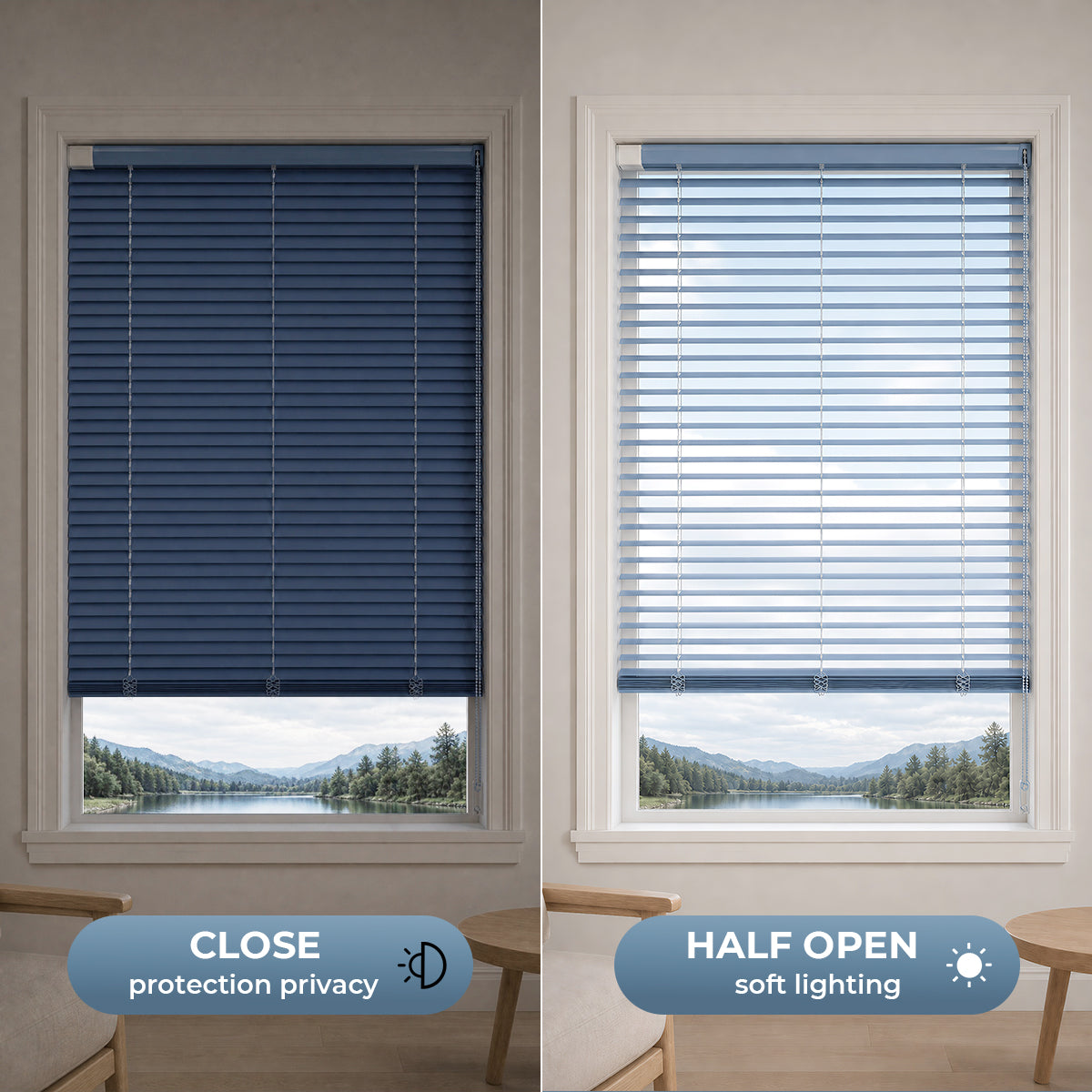 25mm No Drill Aluminum Venetian Blinds Shiny Finish Waterproof Bead Lift Window Shades for Bathroom Kitchen Custom Size Easy Clean