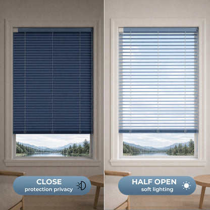 25mm No Drill Aluminum Venetian Blinds Shiny Finish Waterproof Bead Lift Window Shades for Bathroom Kitchen Custom Size Easy Clean
