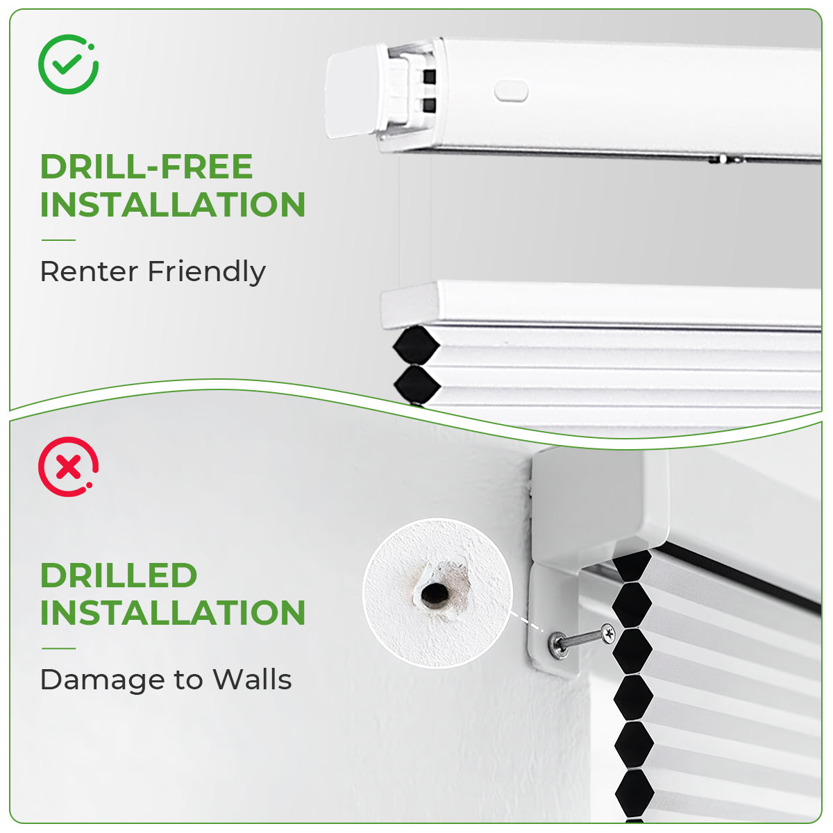 Blackout Honeycomb Shades - No Drill Cordless Top Down Bottom Up