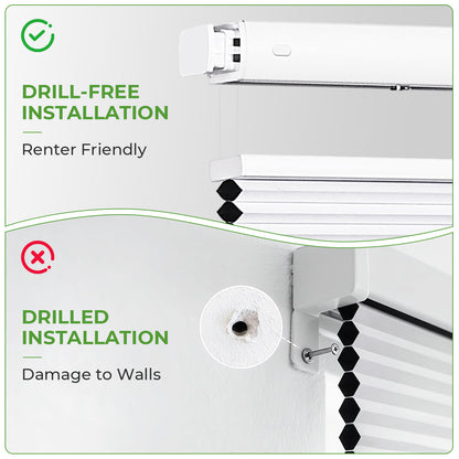 Blackout Honeycomb Shades - No Drill Cordless Top Down Bottom Up