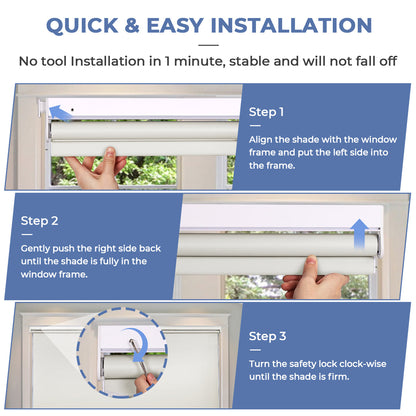 Custom No Drill Cordless Blackout Roller Shades – Waterproof & Thermal Insulated