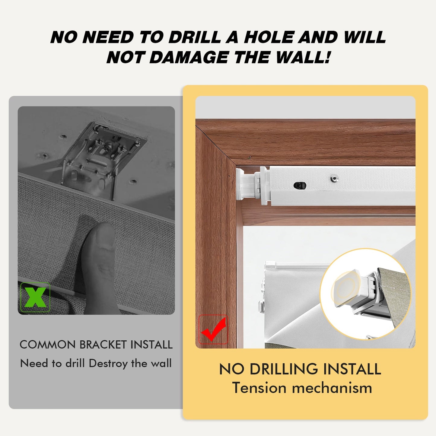 Cordless Blackout Roman Shades for Windows – No Drill Push-Pull Installation, 100% Room Darkening