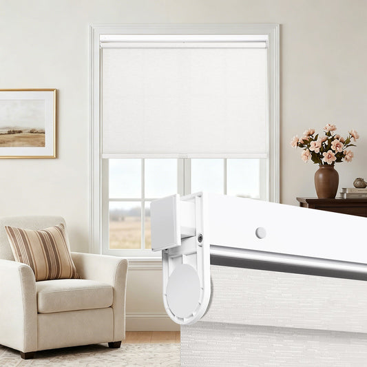 No Drill Cordless Light Filtering Roller Shades, Custom Translucent Sheer Window Blinds for Kitchen, Bathroom & Rental Apartments