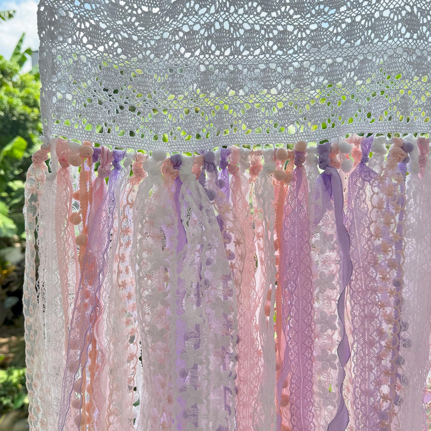 Pink Purple White Lace Valance Cafe Curtain - UDreamHome