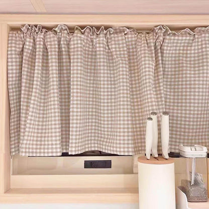 Plaid Light Brown Gingham Cafe Curtains - UDreamHome