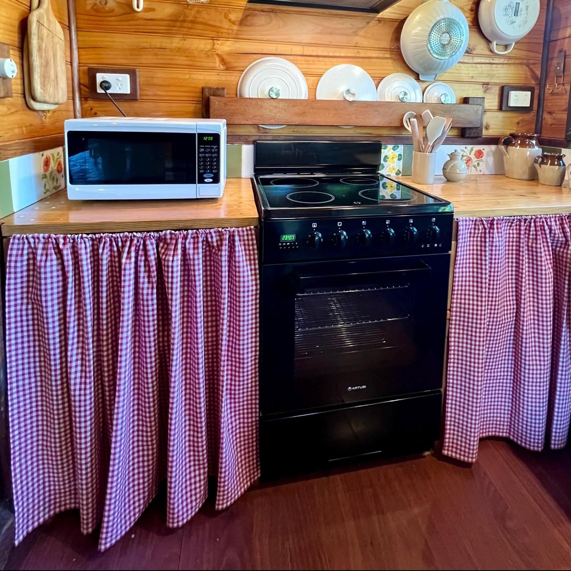 Plaid Light Brown Gingham Cafe Curtains - UDreamHome