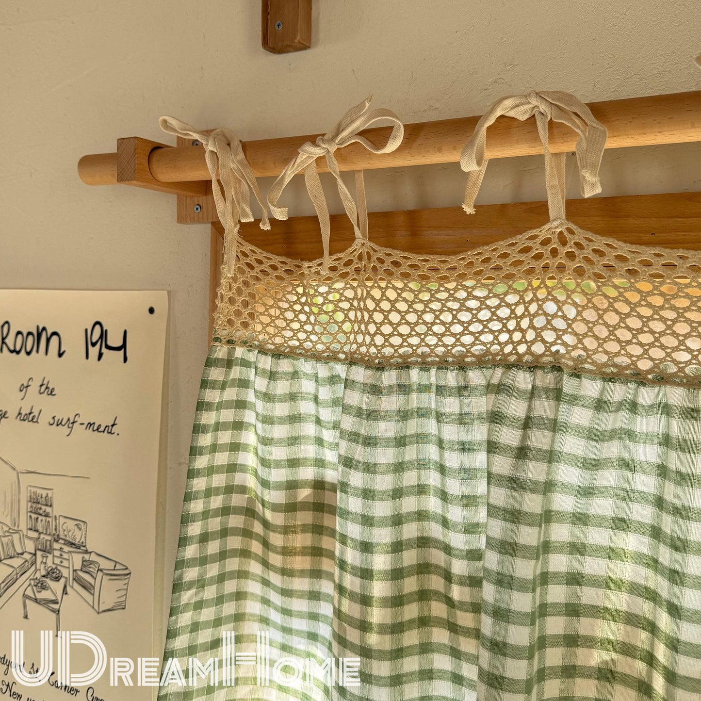 Plaid Linen Farmhouse Window Curtain - UDreamHome