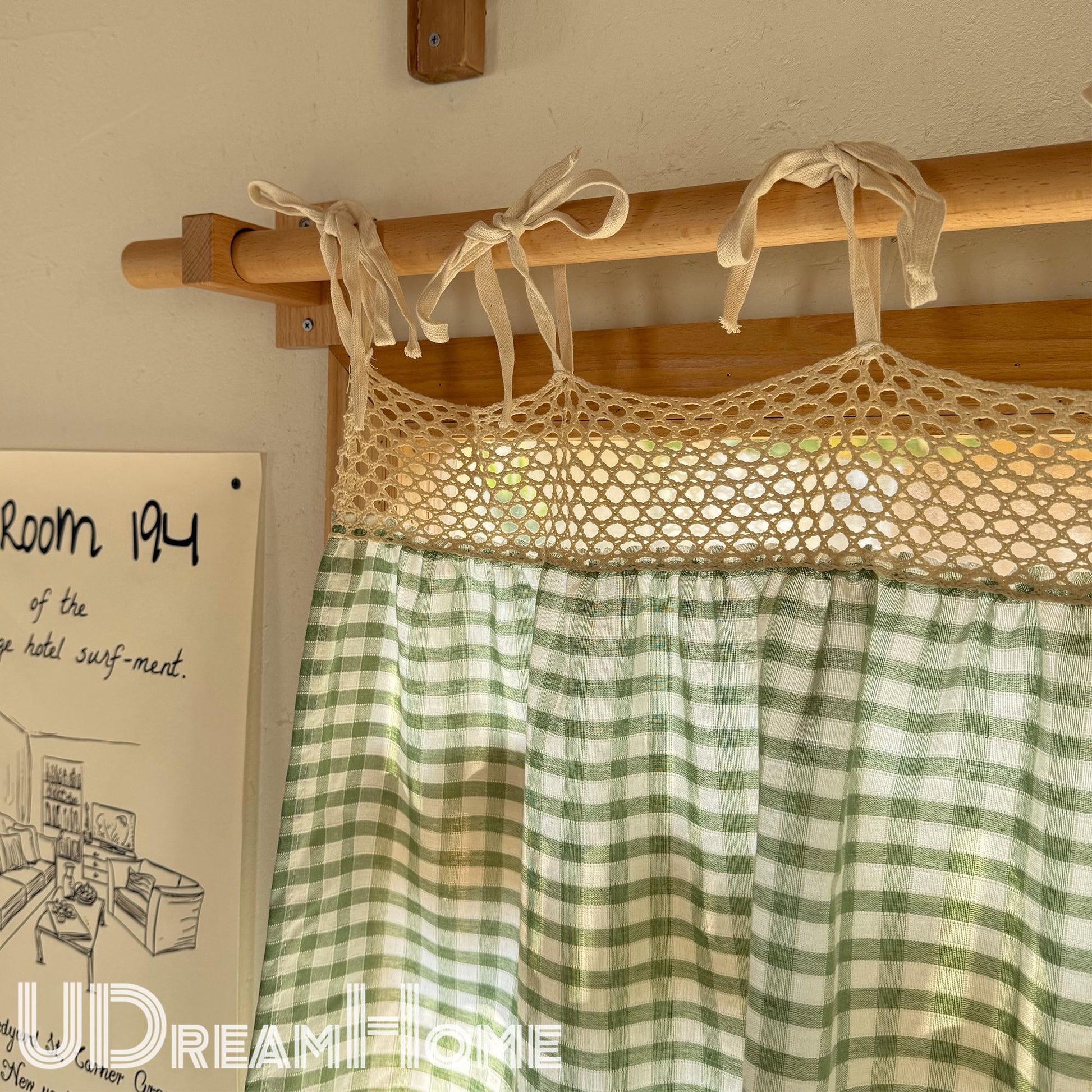 Plaid Linen Farmhouse Window Curtain - UDreamHome