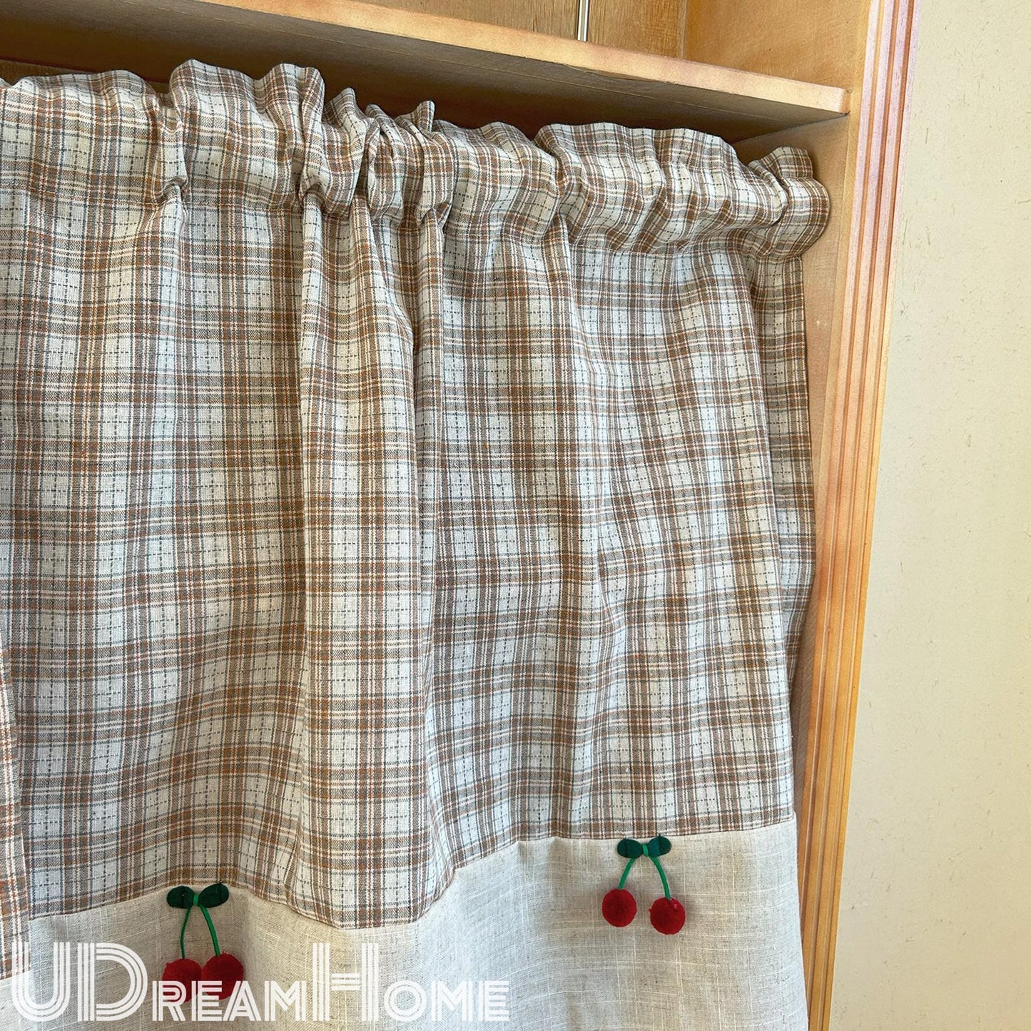 Plaid Linen Farmhouse Window Curtain - UDreamHome
