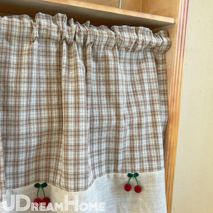 Plaid Linen Farmhouse Window Curtain - UDreamHome