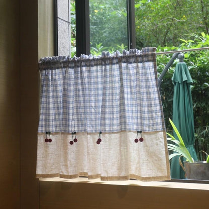 Plaid Linen Farmhouse Window Curtain - UDreamHome