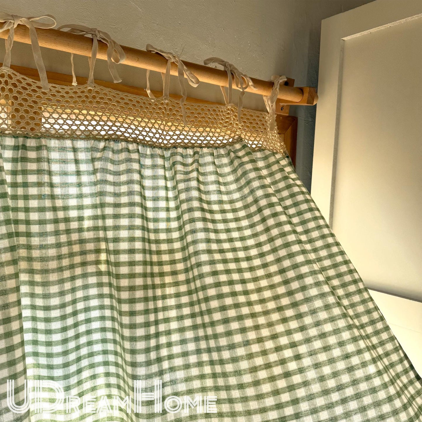 Plaid Linen Farmhouse Window Curtain - UDreamHome