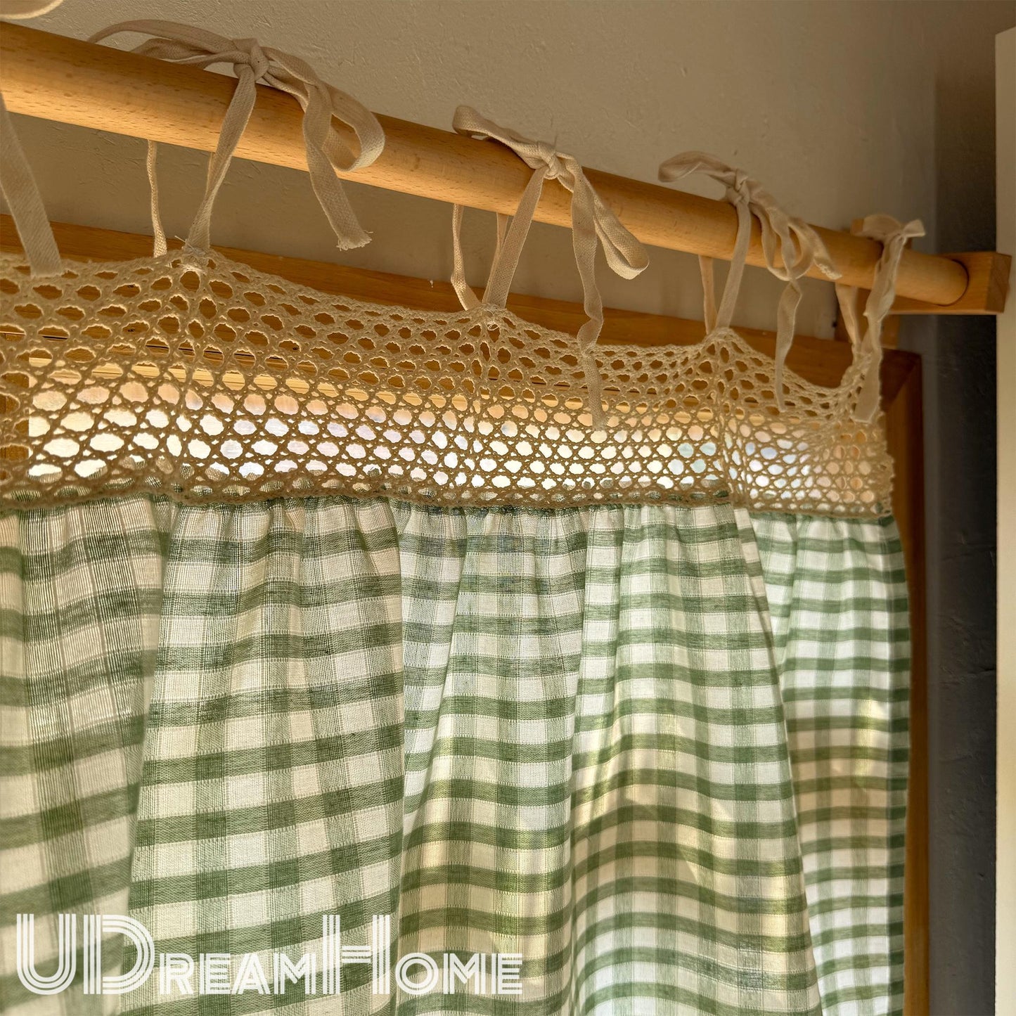 Plaid Linen Farmhouse Window Curtain - UDreamHome