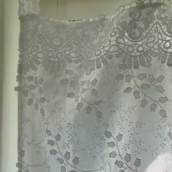 Vintage Lace Kitchen Curtain, Shabby Chic French Style Country White Embroidered Short Curtain, Farmhouse Cafe Curtains, H-25inch (65cm)