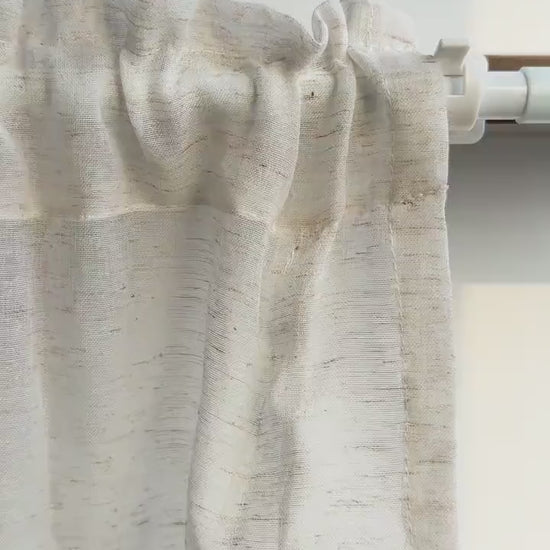 Handmade Linen Tie-Up Curtain: Farmhouse Kitchen Half Curtain