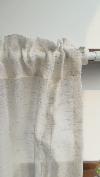 Handmade Linen Tie-Up Curtain: Farmhouse Kitchen Half Curtain