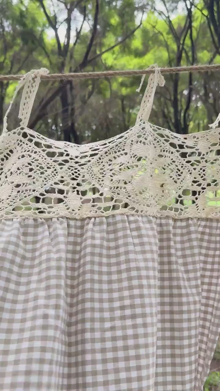 Plaid Gingham Cafe Curtains: Farmhouse Checkered Cotton Linen Panel