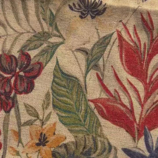Floral Cotton Linen Cafe Curtain: Rustic Farmhouse Decor