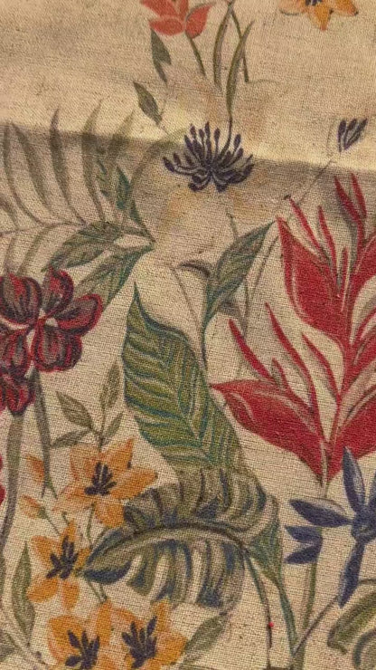 Floral Cotton Linen Cafe Curtain: Rustic Farmhouse Decor