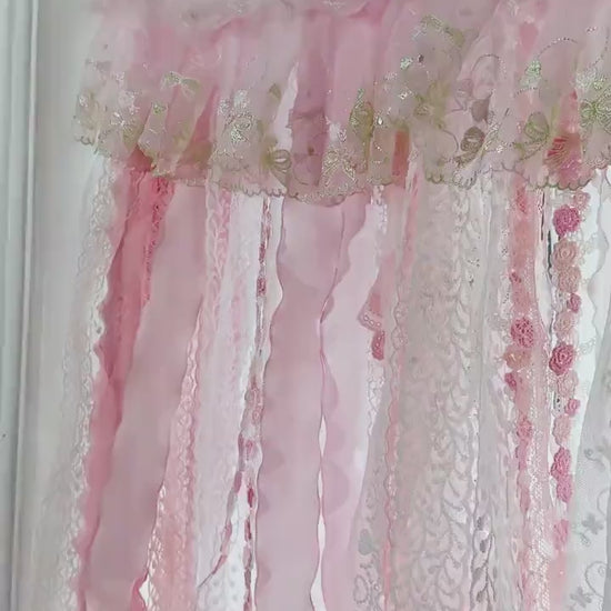 Romantic Embroidery Rose Curtain Valance,  Shabby Light Pink Lace Valance,  Cafe Curtain, Farmhouse Country Kitchen Curtains,H-25inch (63cm)