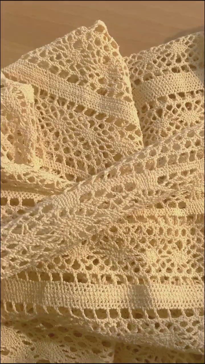 Vintage Country Crochet Short Curtains, Woven Flower Lace Half Curtains, Boho Chic Curtain, Farmhouse Light Filtering Kitchen Short Curtains