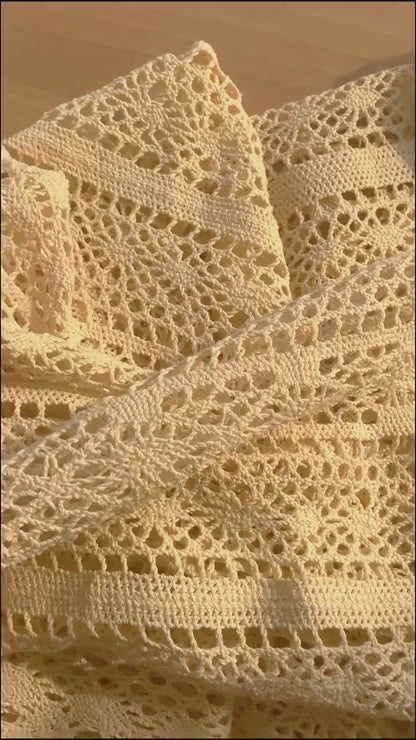 Vintage Country Crochet Short Curtains, Woven Flower Lace Half Curtains, Boho Chic Curtain, Farmhouse Light Filtering Kitchen Short Curtains