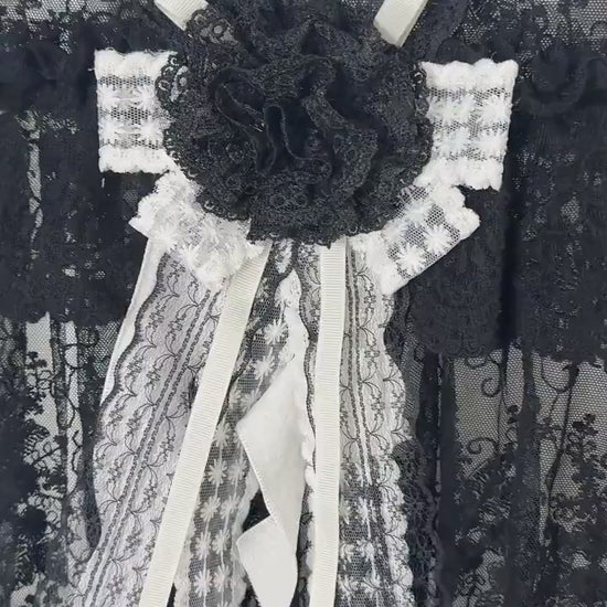 Gothic Boho Black Lace Curtain Valance, Ruffled Lace Curtain Valance, Farmhouse Countryside Kitchen Curtain, Bedroom Curtain, Custom Size