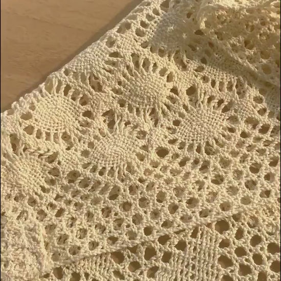 Vintage Crochet Half Curtain: Woven Flower Lace, Boho Farmhouse Decor