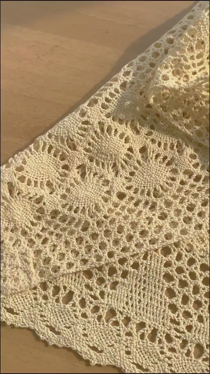 Vintage Crochet Half Curtain: Woven Flower Lace, Boho Farmhouse Decor