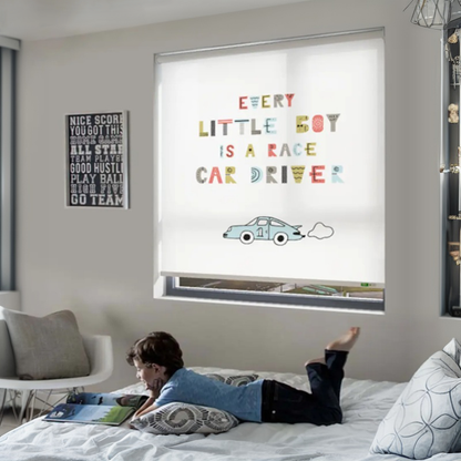 Custom Printed Blackout Roller Shades – No Drill Cordless Personalized Window Blinds Made to Measure