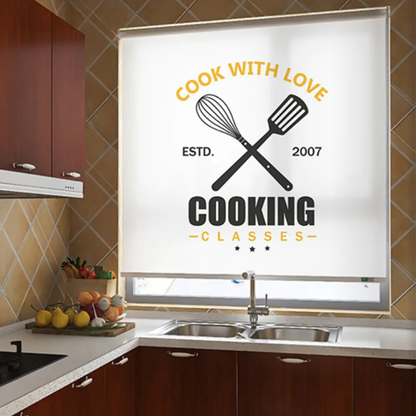 Custom Printed Blackout Roller Shades – No Drill Cordless Personalized Window Blinds Made to Measure