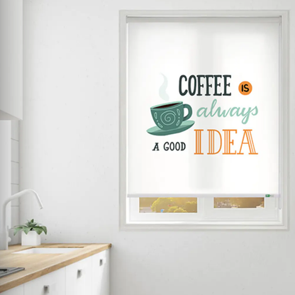Custom Printed Blackout Roller Shades – No Drill Cordless Personalized Window Blinds Made to Measure