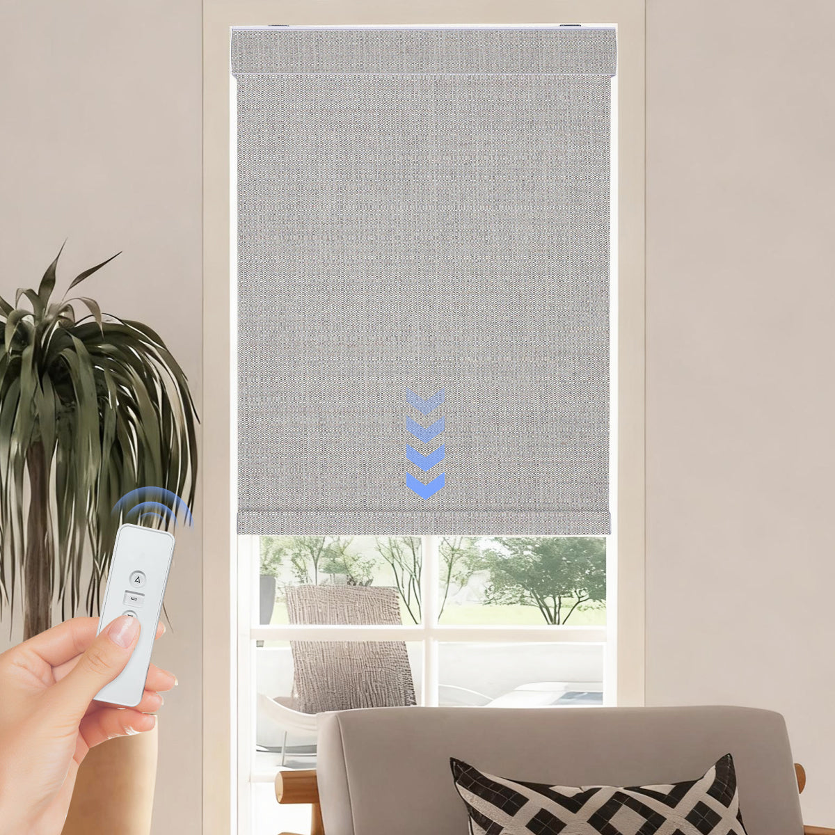Custom Cordless Smart Motorized Blackout Roller Shades with Remote – Made to Measure Window Blinds
