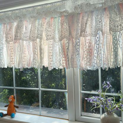 Romantic Dream White Pink Blue Lace Valance - UDreamHome
