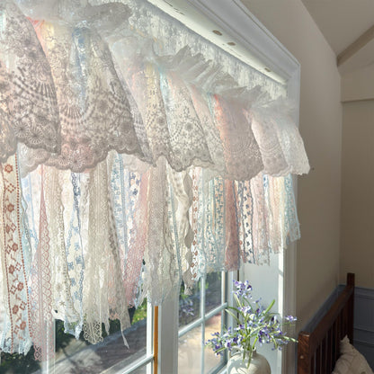 Romantic Dream White Pink Blue Lace Valance - UDreamHome