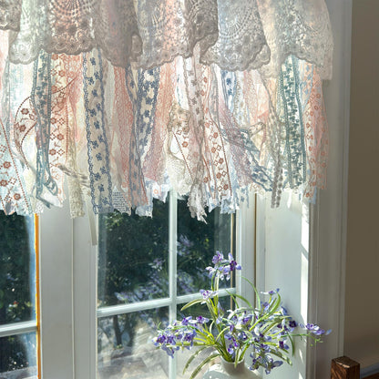 Romantic Dream White Pink Blue Lace Valance - UDreamHome