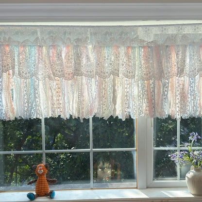 Romantic Dream White Pink Blue Lace Valance - UDreamHome