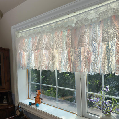 Romantic Dream White Pink Blue Lace Valance - UDreamHome