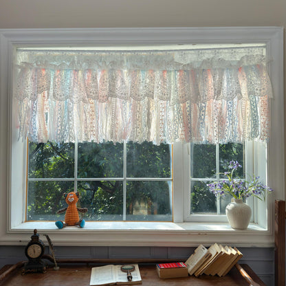 Romantic Dream White Pink Blue Lace Valance - UDreamHome